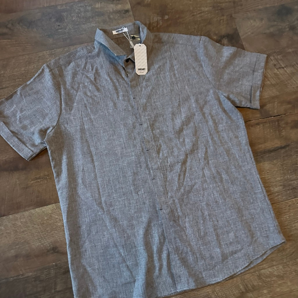 Men's COOFANDY Gray Casual Button Down Shirt L